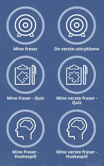 uTalk personlig samling der du lagrer ord og tester deg selv med quiz og huskespill