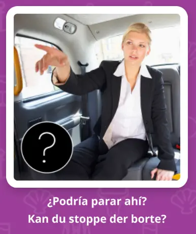 uTalk lærer en praktisk spansk drosjefrase fra norsk: Kan du stoppe der borte?