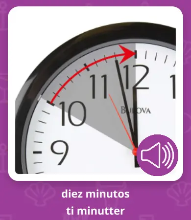 uTalk lærer spansk fra norsk: diez minutos, ti minutter